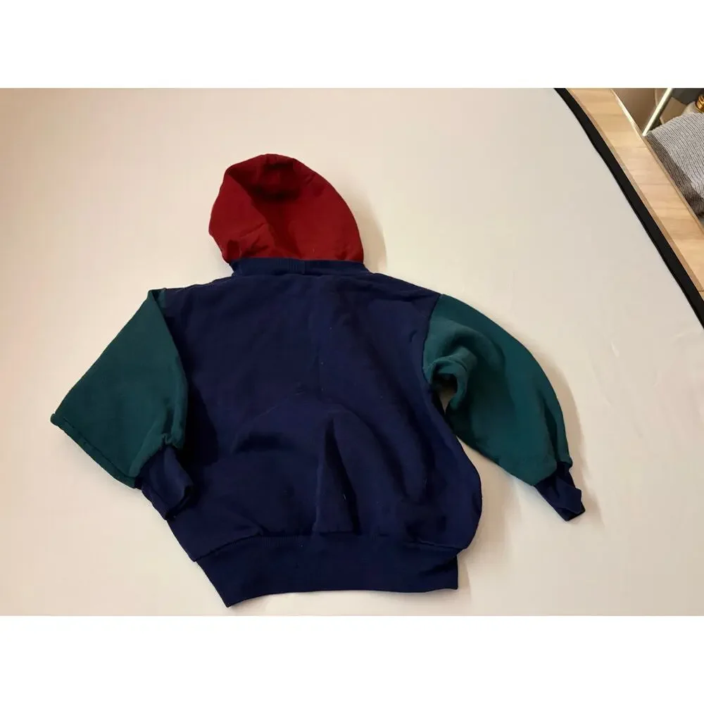 Vintage OshKosh B’Gosh Colorblock Hoodie Sports Teddy Bear 4T USA Kidcore